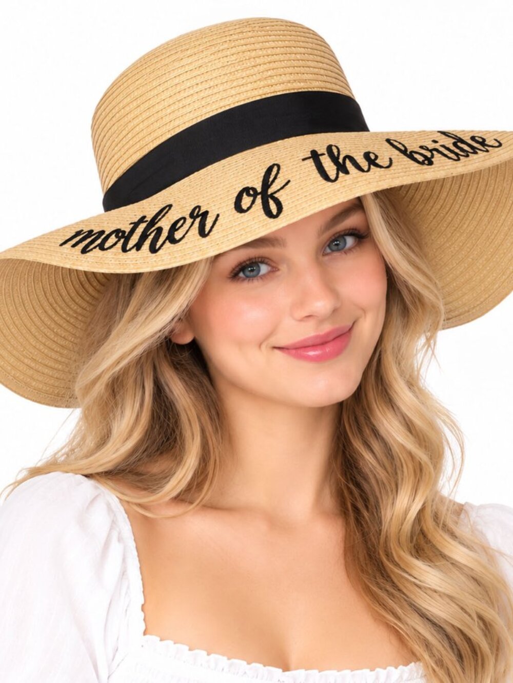 C.C Embroidered Lettering Straw Summer Sun Hat